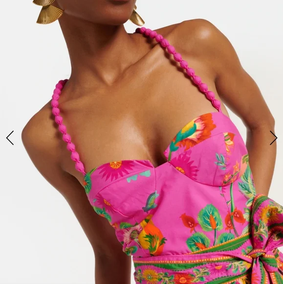 FARM Rio Vibrant Pink Midi Dress with Orange Accents - Picture 5 of 14